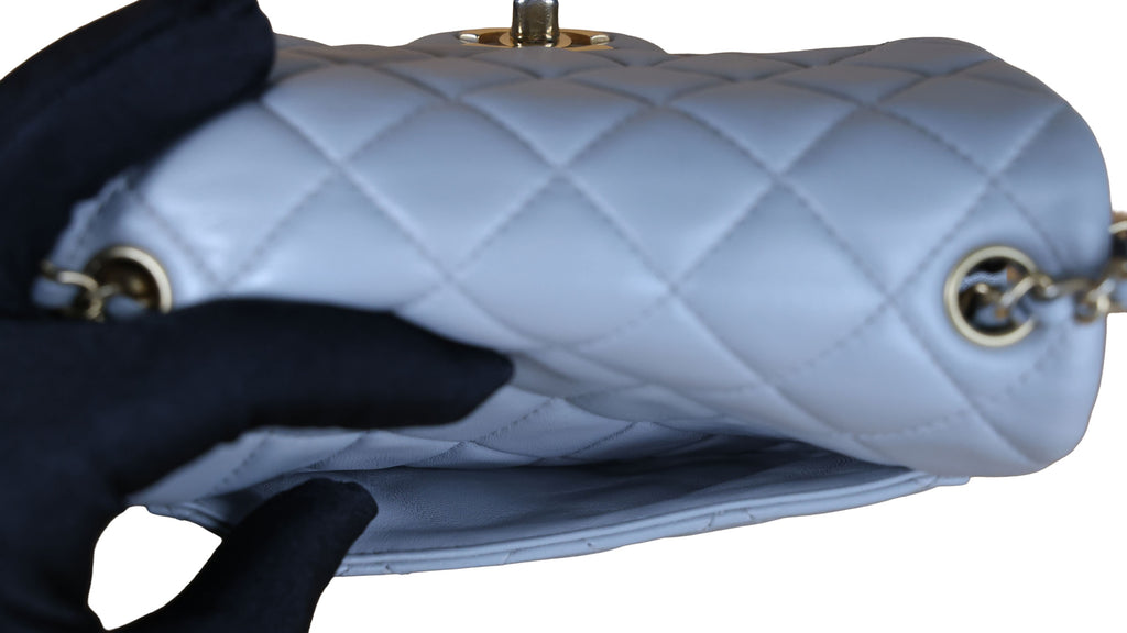 Preowned CHANEL Mini 17 Matelasse Single Flap Lambskin  Coco Ball Chain GHW Gray Bag | Luxe Again Maison