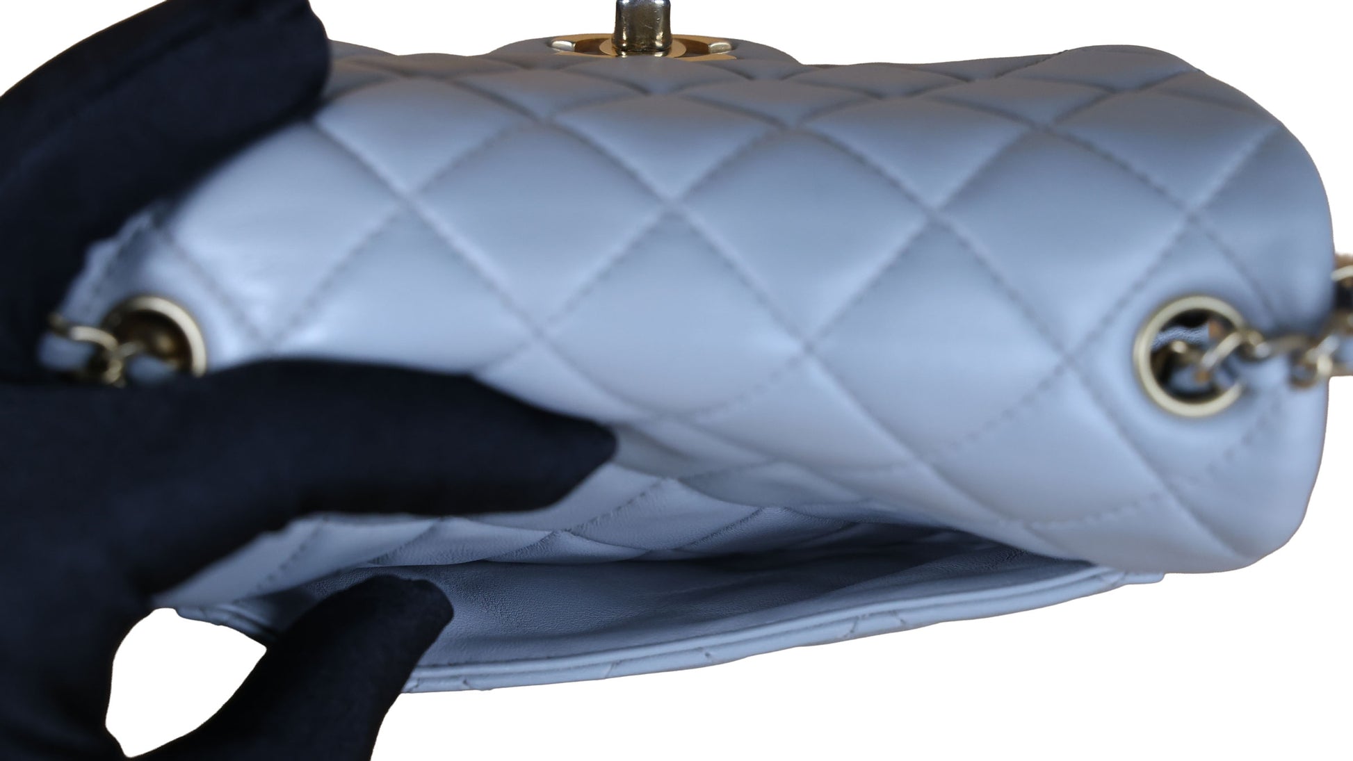 Preowned CHANEL Mini 17 Matelasse Single Flap Lambskin  Coco Ball Chain GHW Gray Bag | Luxe Again Maison