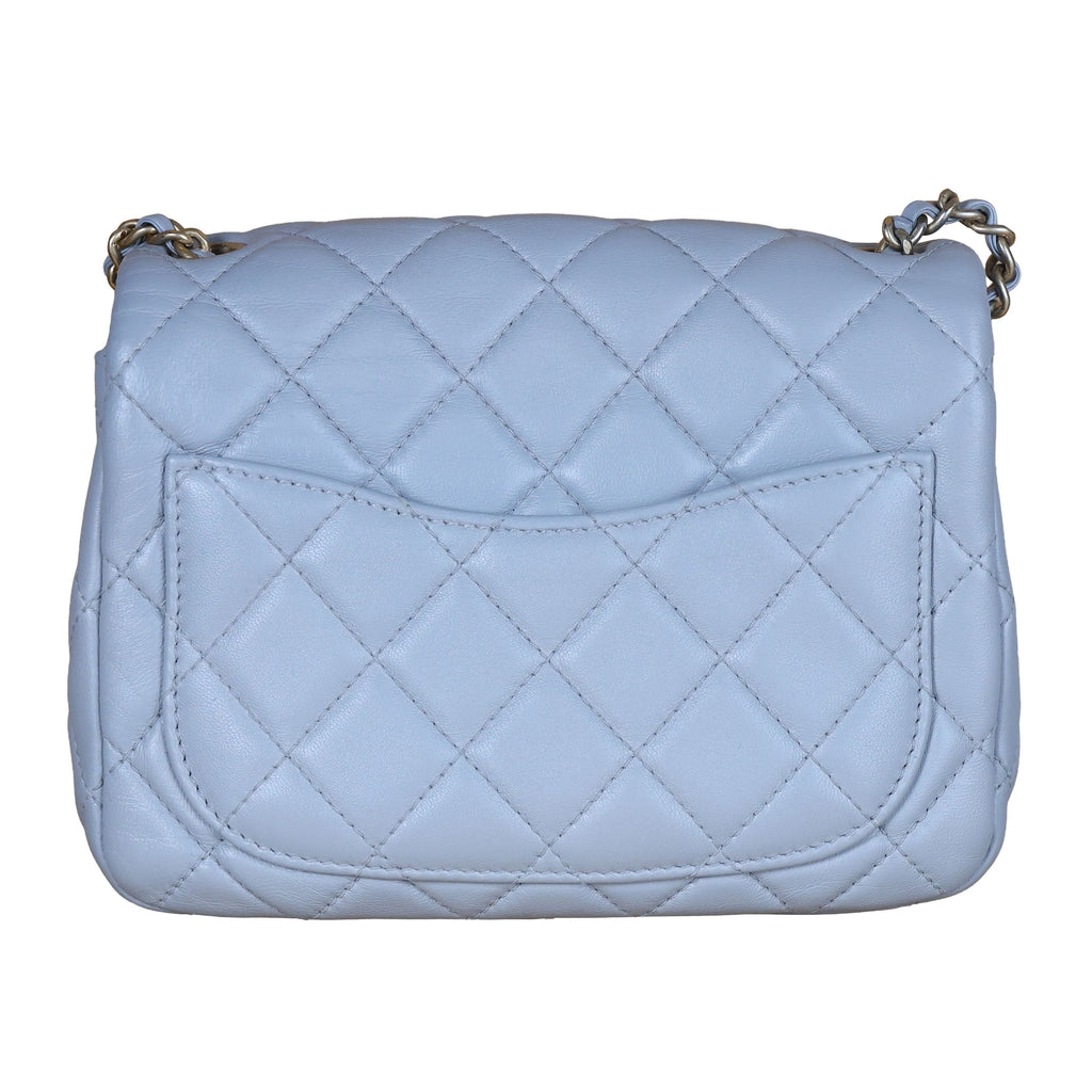 Preowned CHANEL Mini 17 Matelasse Single Flap Lambskin  Coco Ball Chain GHW Gray Bag | Luxe Again Maison