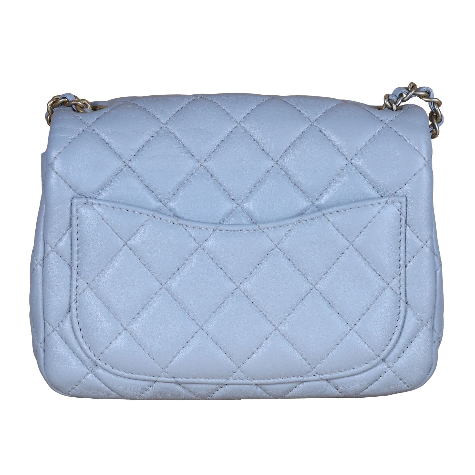 Preowned CHANEL Mini 17 Matelasse Single Flap Lambskin  Coco Ball Chain GHW Gray Bag | Luxe Again Maison