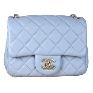 Preowned CHANEL Mini 17 Matelasse Single Flap Lambskin  Coco Ball Chain GHW Gray Bag | Luxe Again Maison