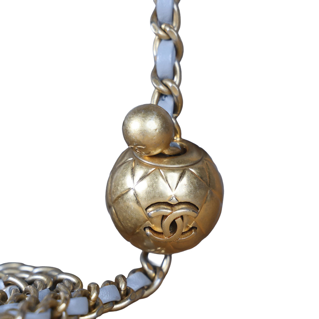 Preowned CHANEL Mini 17 Matelasse Single Flap Lambskin  Coco Ball Chain GHW Gray Bag | Luxe Again Maison