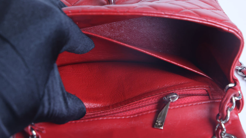 Preowned CHANEL Mini Classic 17 Matelasse Single Flap Red Silver-Tone Hardware 1XXXXXX8 | Luxe Again Maison