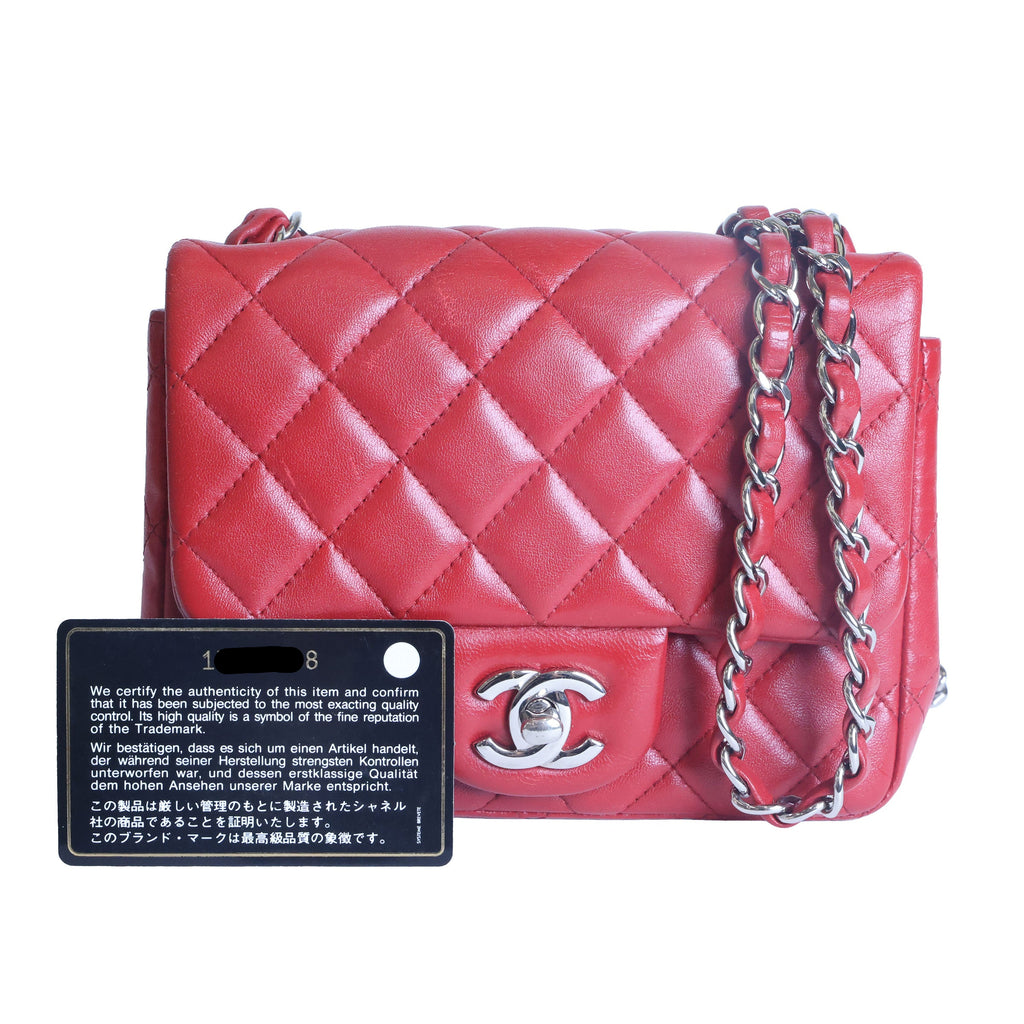 Preowned CHANEL Mini Classic 17 Matelasse Single Flap Red Silver-Tone Hardware 1XXXXXX8 | Luxe Again Maison