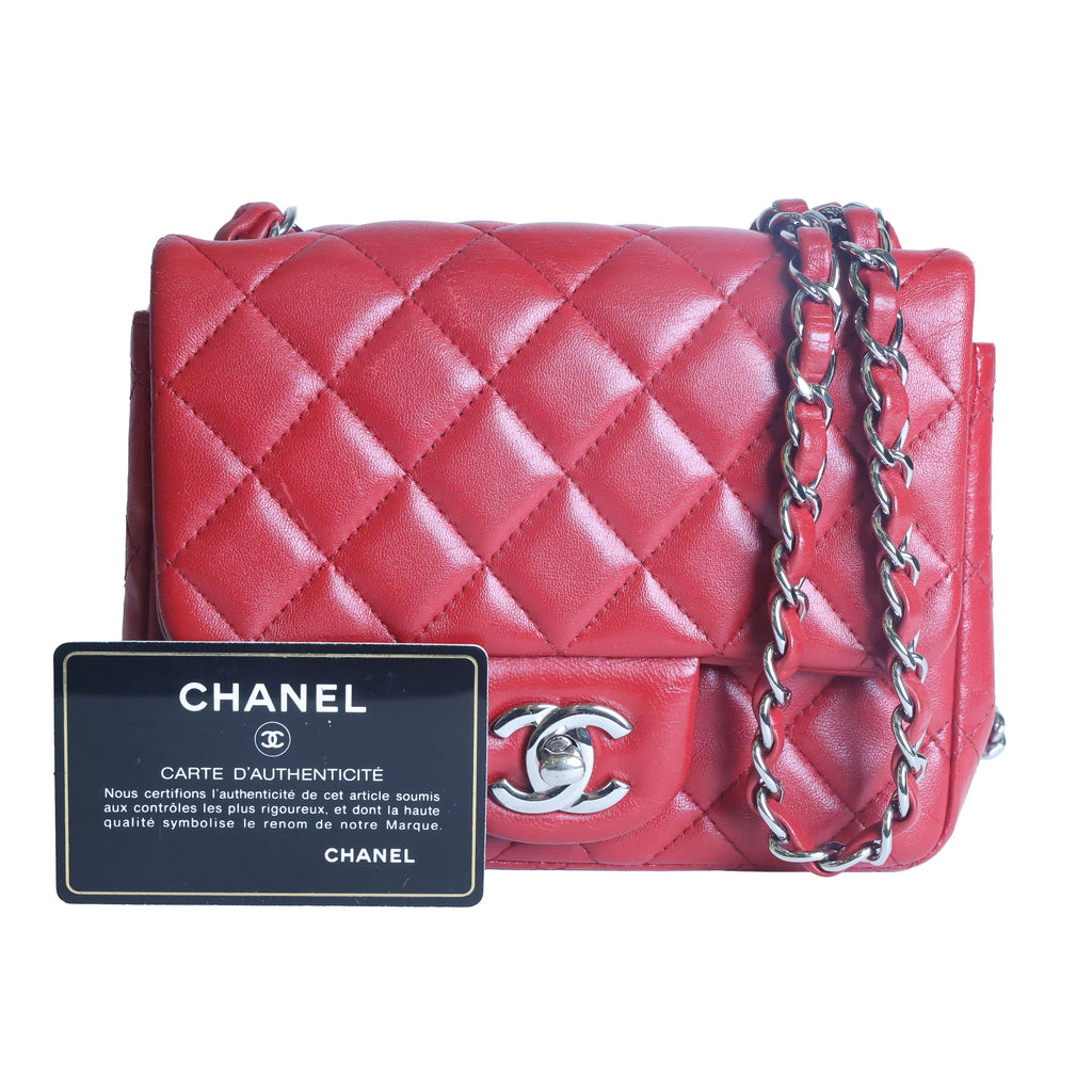 Preowned CHANEL Mini Classic 17 Matelasse Single Flap Red Silver-Tone Hardware 1XXXXXX8 | Luxe Again Maison