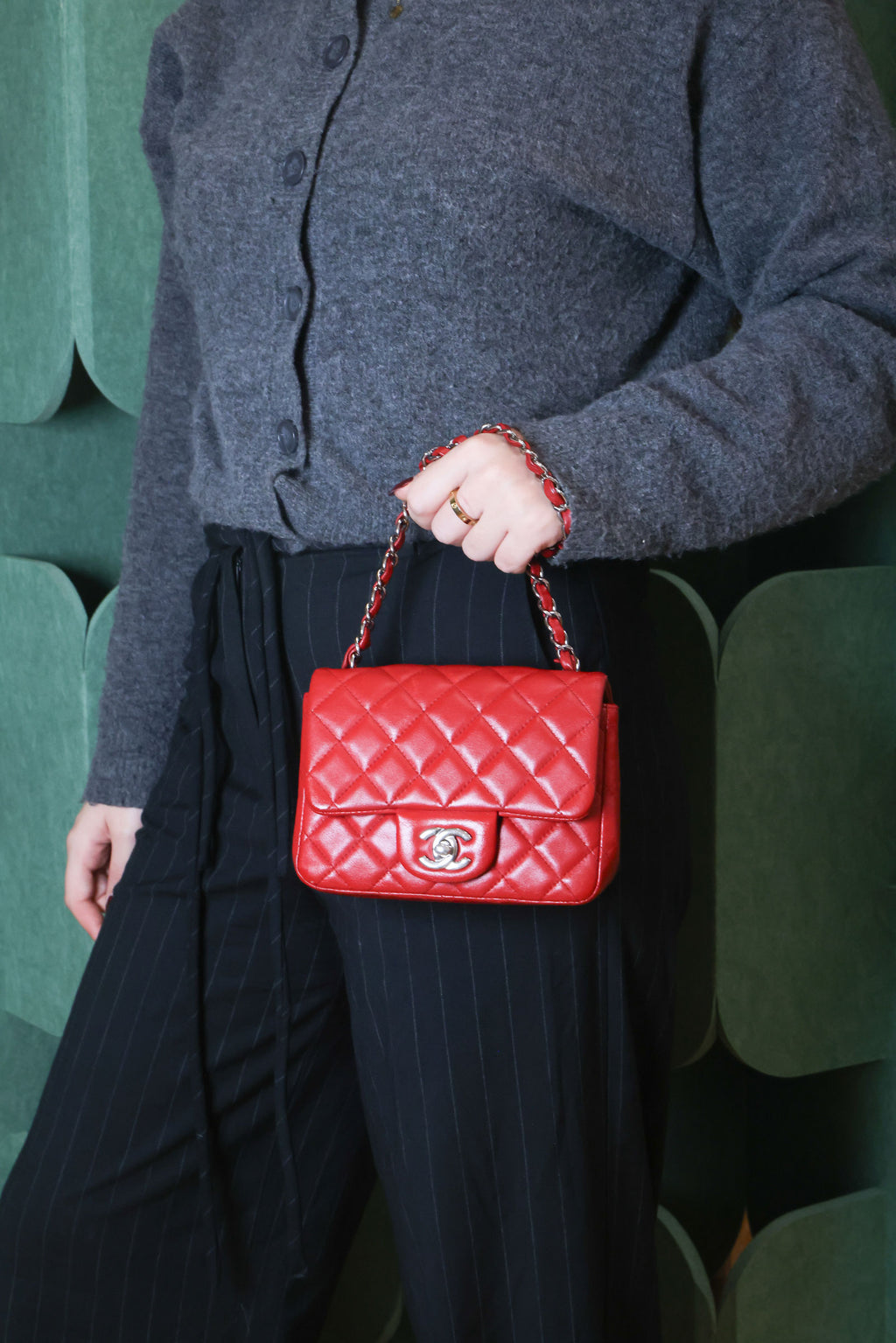 Preowned CHANEL Mini Classic 17 Matelasse Single Flap Red Silver-Tone Hardware 1XXXXXX8 | Luxe Again Maison