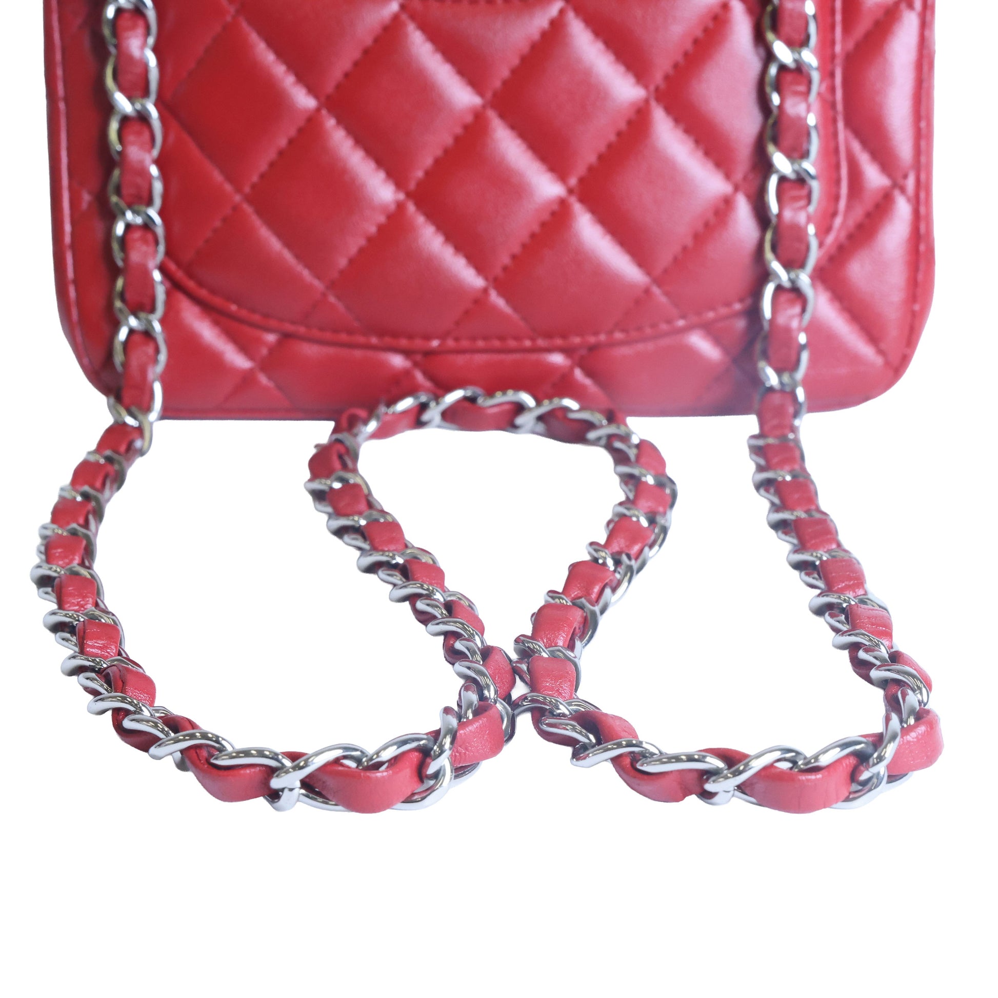 Preowned CHANEL Mini Classic 17 Matelasse Single Flap Red Silver-Tone Hardware 1XXXXXX8 | Luxe Again Maison
