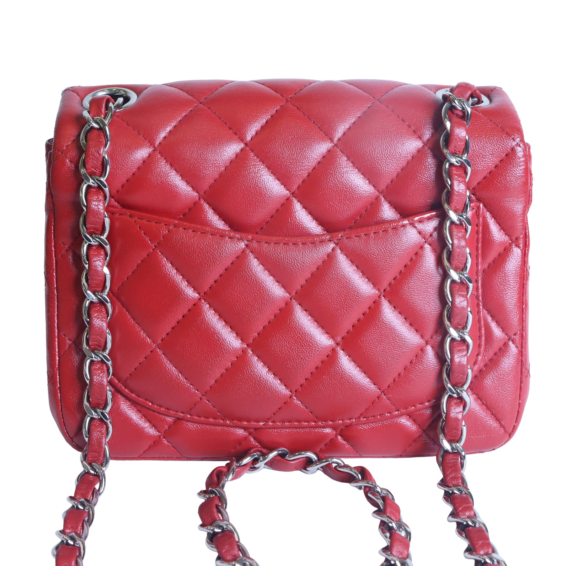 Preowned CHANEL Mini Classic 17 Matelasse Single Flap Red Silver-Tone Hardware 1XXXXXX8 | Luxe Again Maison