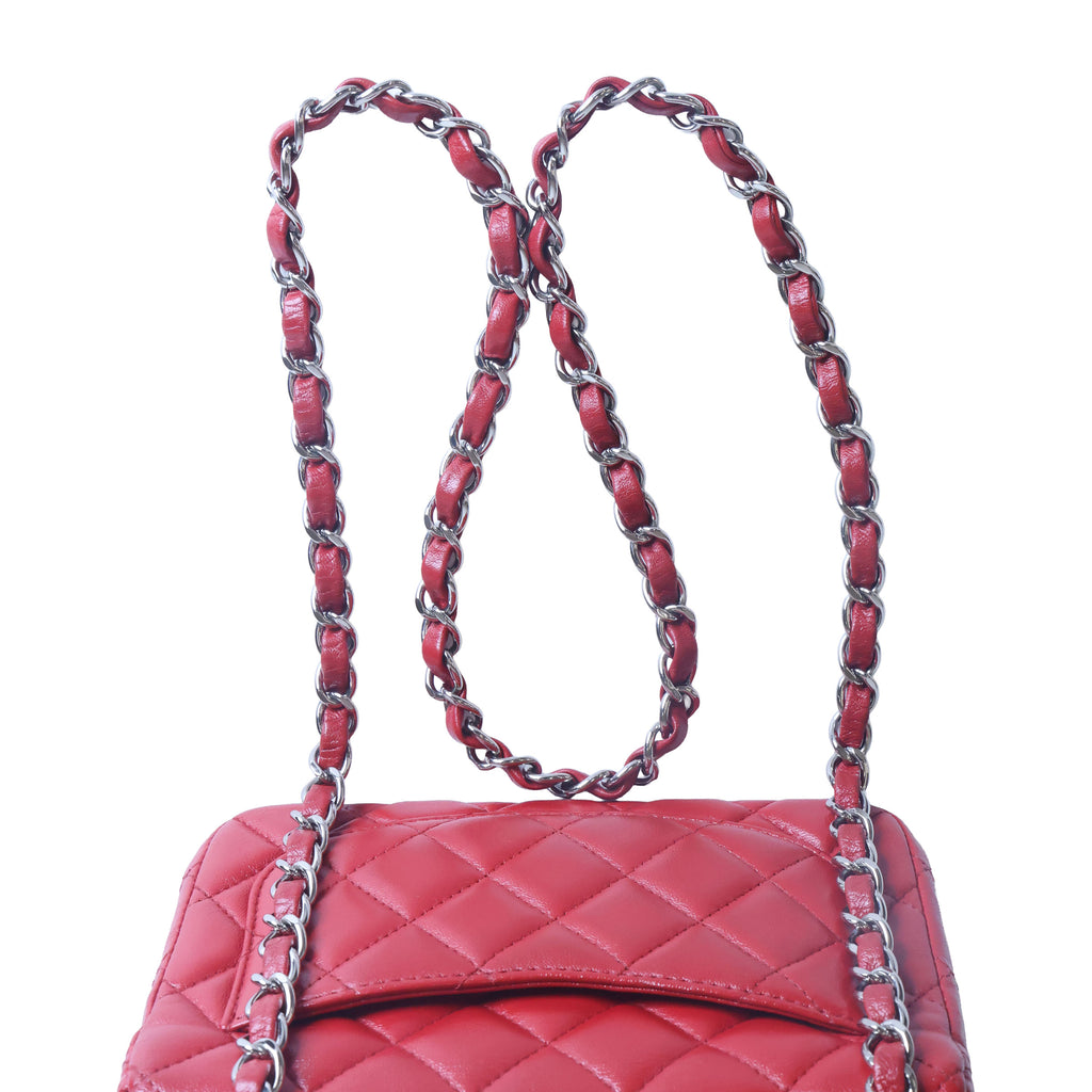 Preowned CHANEL Mini Classic 17 Matelasse Single Flap Red Silver-Tone Hardware 1XXXXXX8 | Luxe Again Maison