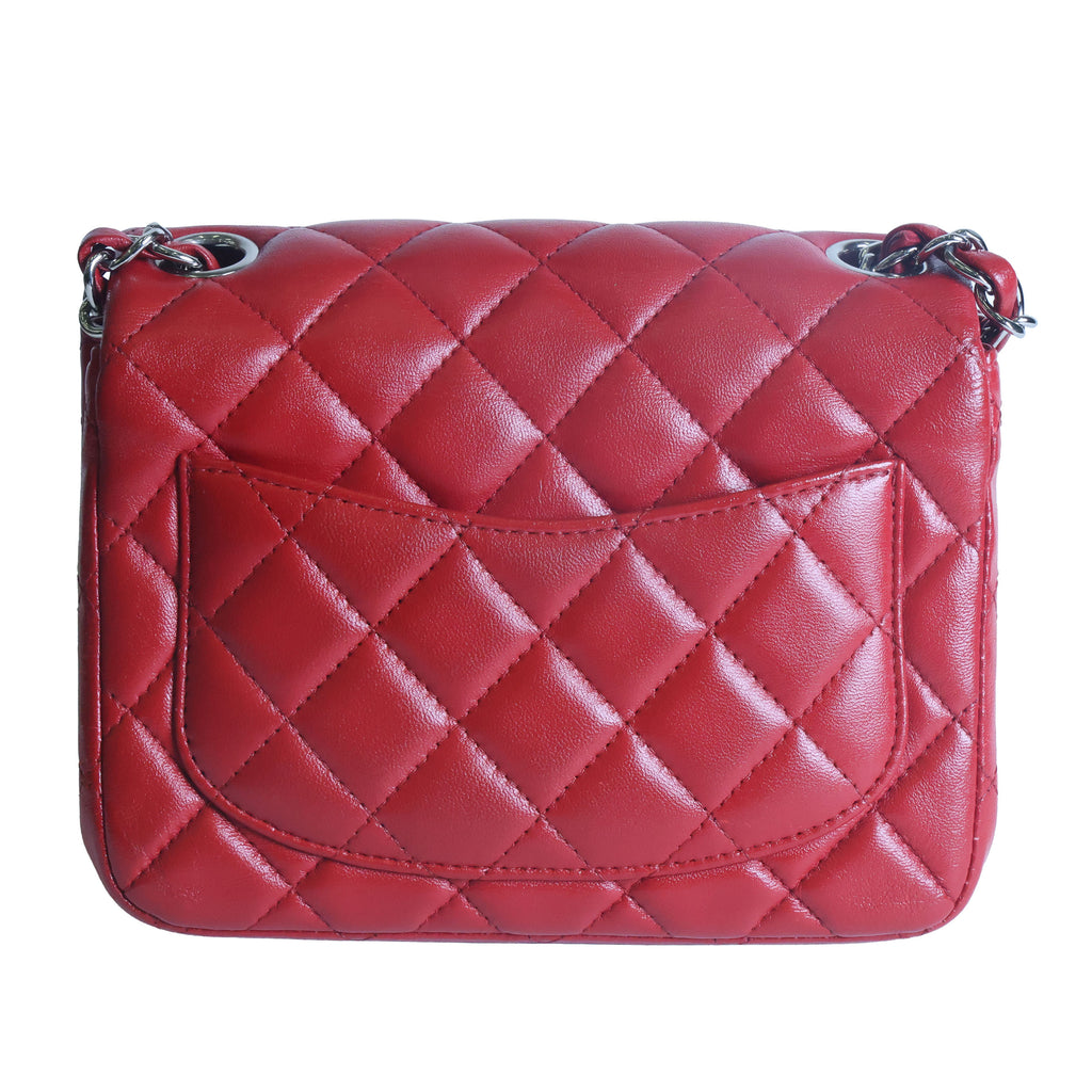 Preowned CHANEL Mini Classic 17 Matelasse Single Flap Red Silver-Tone Hardware 1XXXXXX8 | Luxe Again Maison
