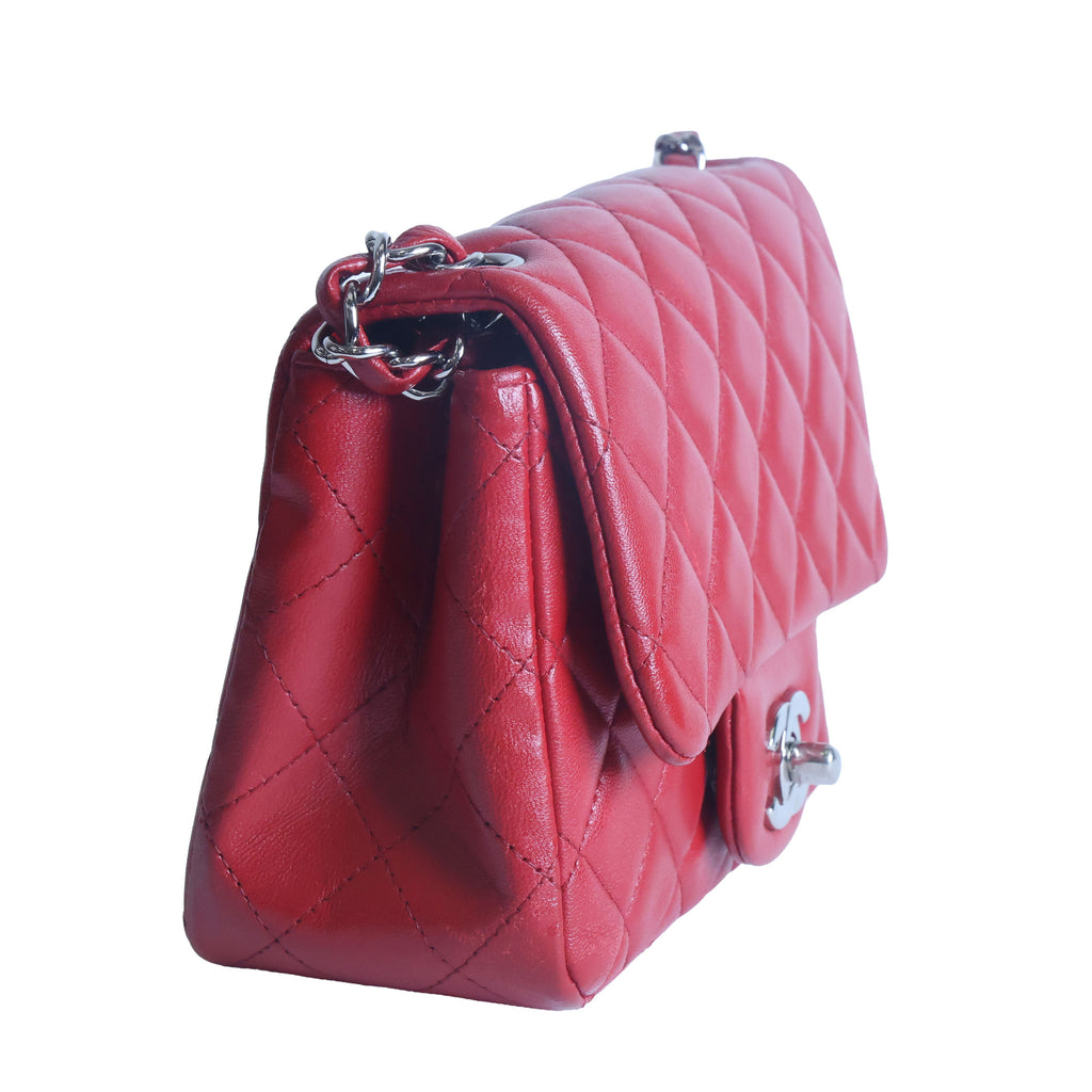 Preowned CHANEL Mini Classic 17 Matelasse Single Flap Red Silver-Tone Hardware 1XXXXXX8 | Luxe Again Maison