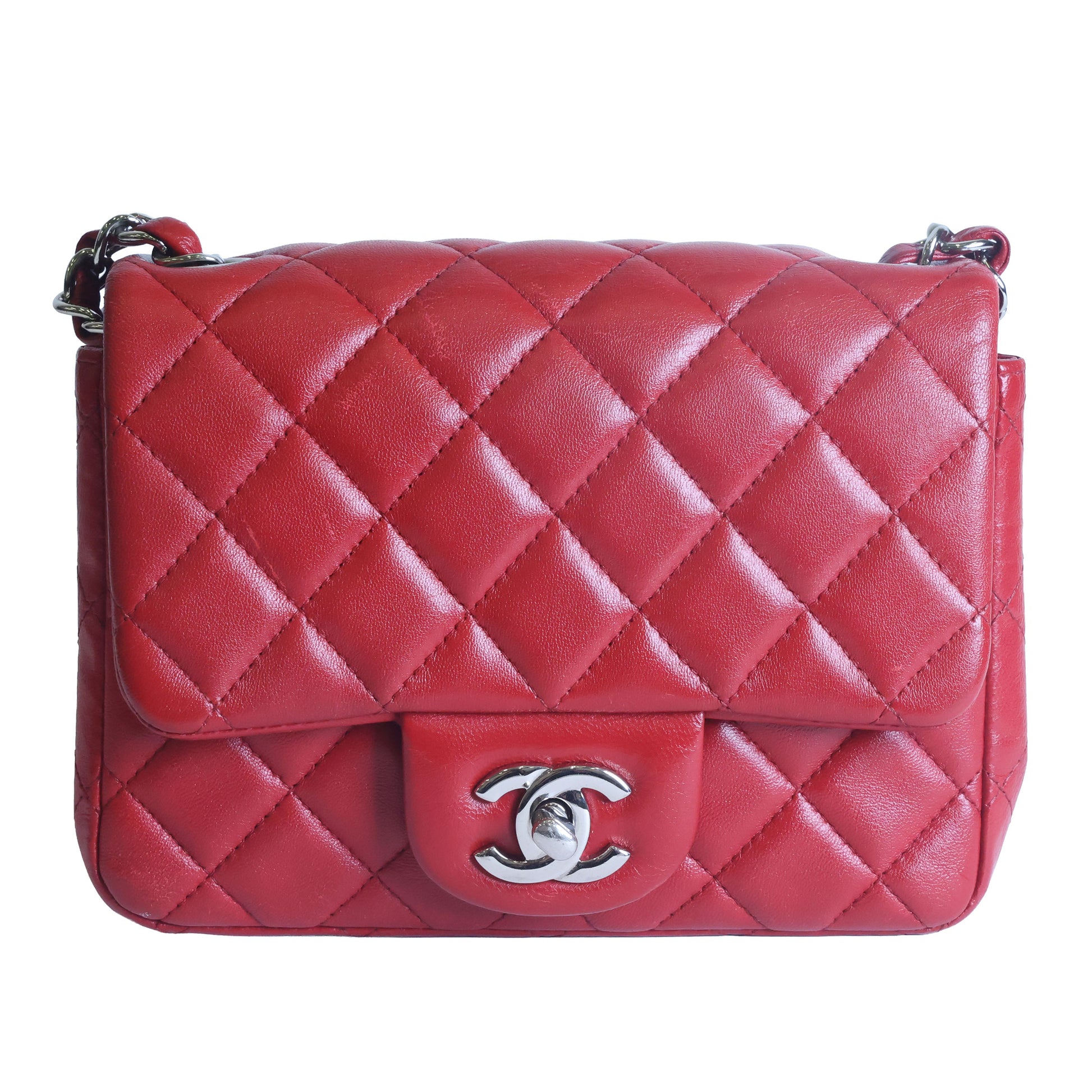 Preowned CHANEL Mini Classic 17 Matelasse Single Flap Red Silver-Tone Hardware 1XXXXXX8 | Luxe Again Maison