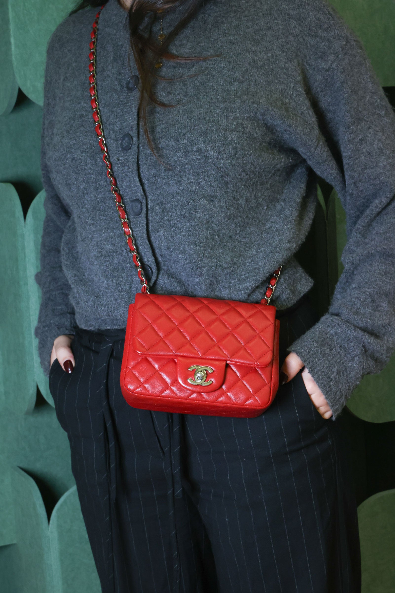 Preowned CHANEL Mini Classic 17 Matelasse Single Flap Red Silver-Tone Hardware 1XXXXXX8 | Luxe Again Maison