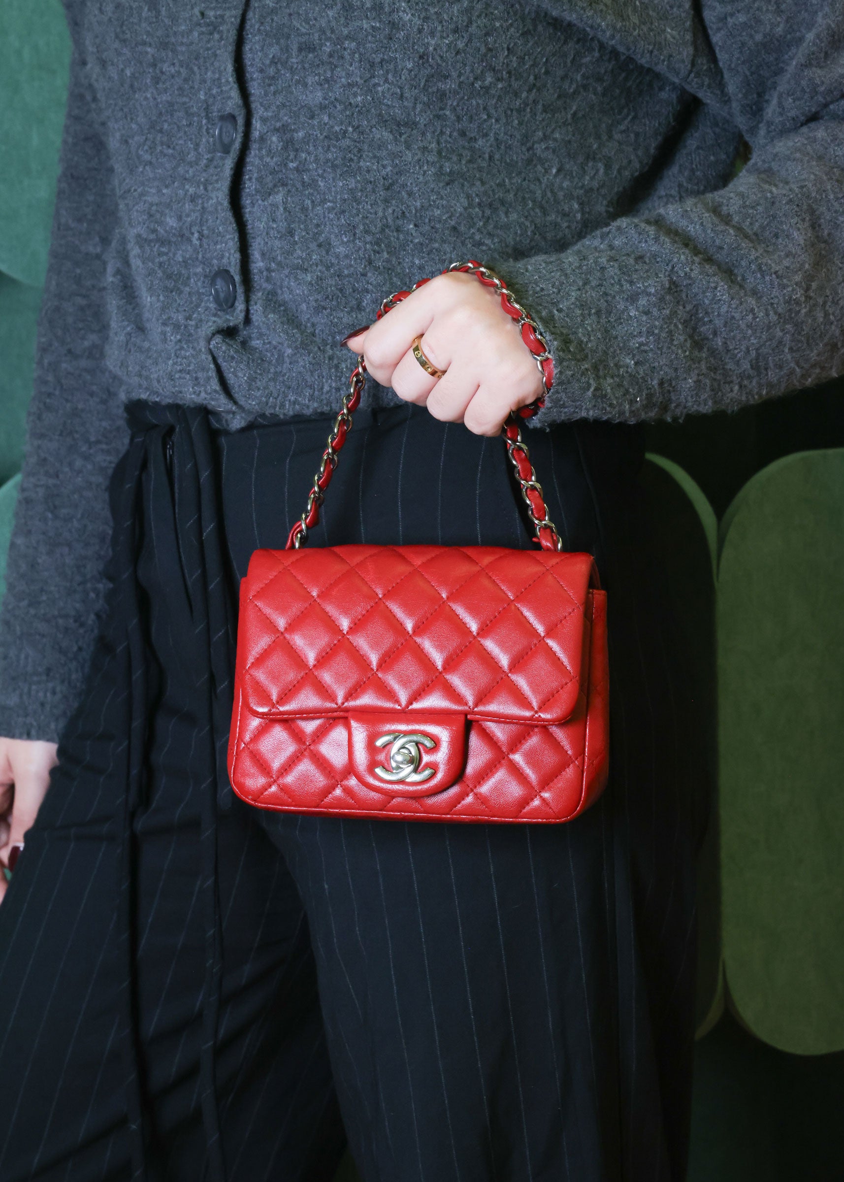 Preowned CHANEL Mini Classic 17 Matelasse Single Flap Red Silver-Tone Hardware 1XXXXXX8 | Luxe Again Maison
