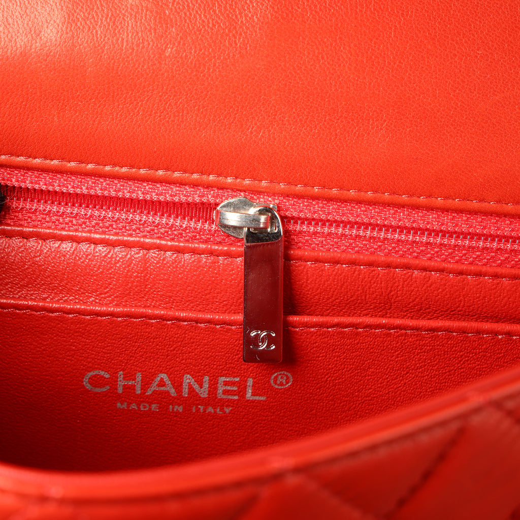 Preowned CHANEL Mini Single Flap Double Chain Matelasse Lambskin SHW Red Bag | Luxe Again Maison