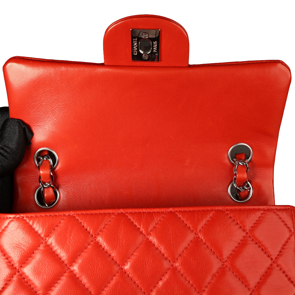 Preowned CHANEL Mini Single Flap Double Chain Matelasse Lambskin SHW Red Bag | Luxe Again Maison