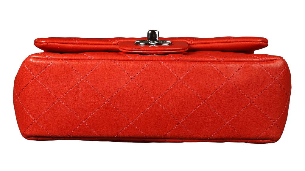 Preowned CHANEL Mini Single Flap Double Chain Matelasse Lambskin SHW Red Bag | Luxe Again Maison