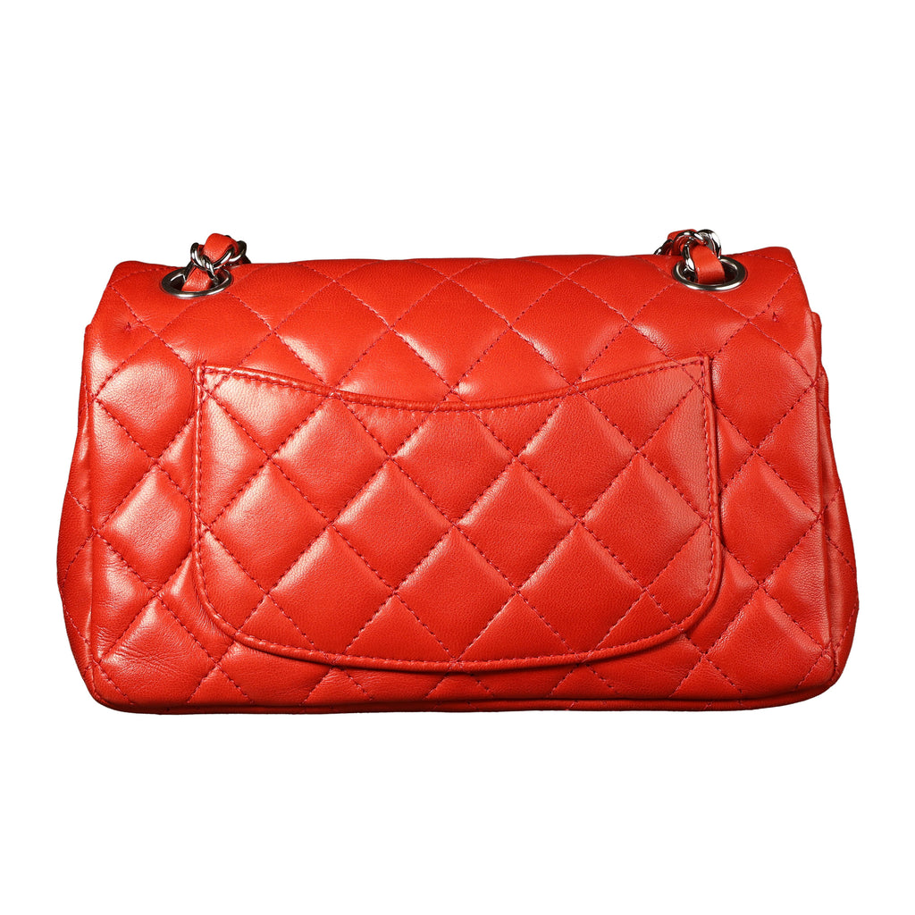 Preowned CHANEL Mini Single Flap Double Chain Matelasse Lambskin SHW Red Bag | Luxe Again Maison