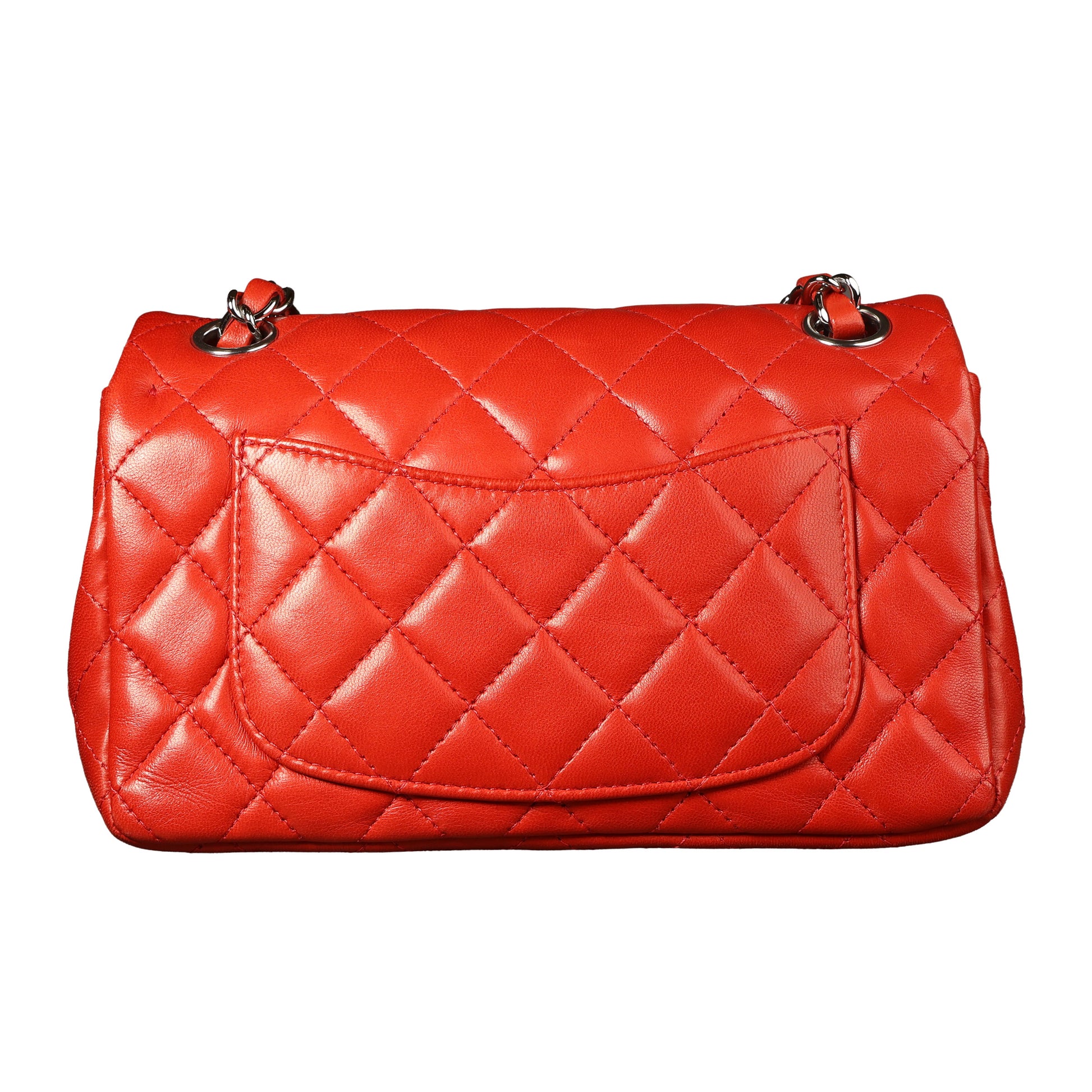 Preowned CHANEL Mini Single Flap Double Chain Matelasse Lambskin SHW Red Bag | Luxe Again Maison