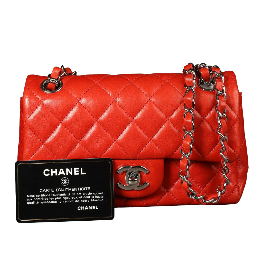 Preowned CHANEL Mini Single Flap Double Chain Matelasse Lambskin SHW Red Bag | Luxe Again Maison