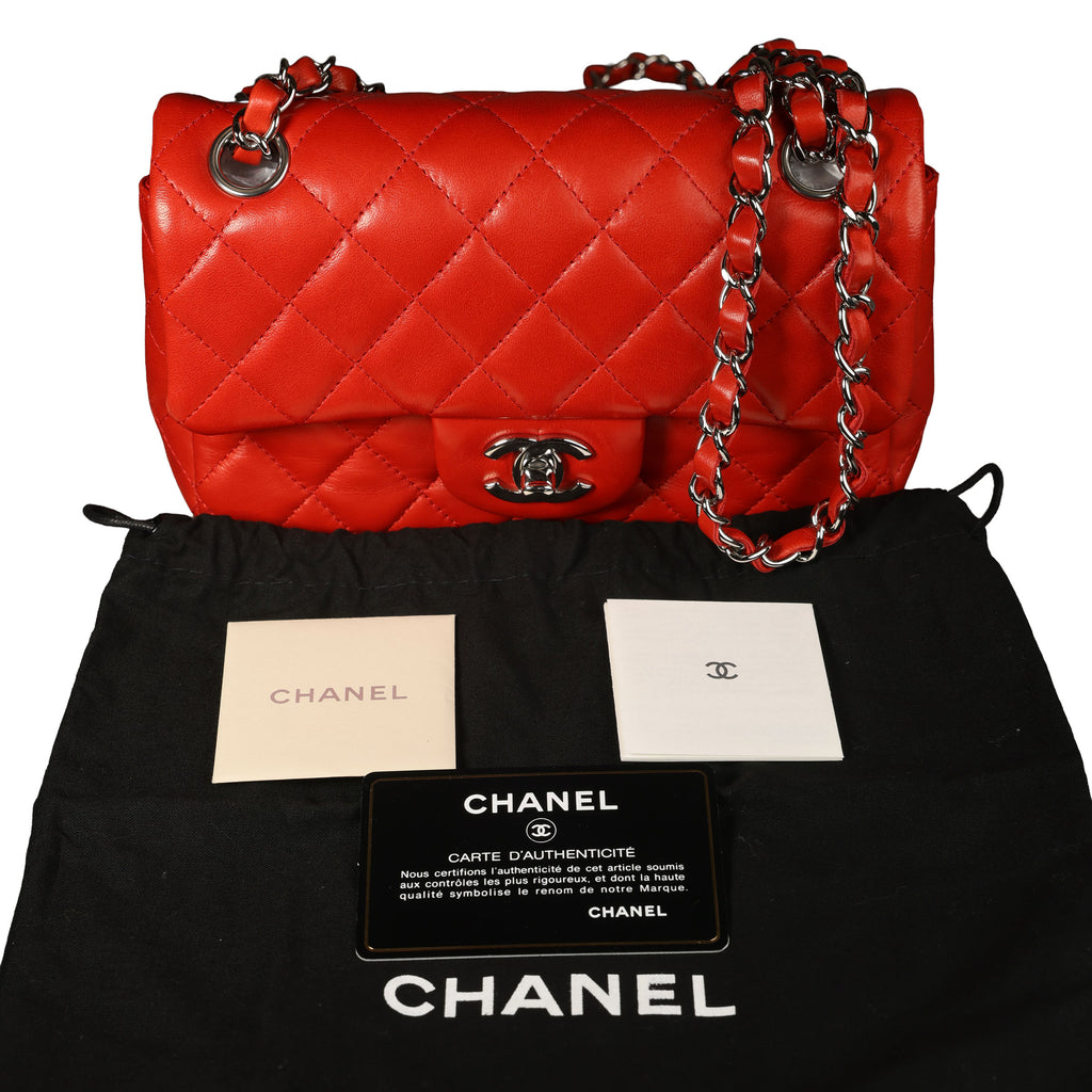 Preowned CHANEL Mini Single Flap Double Chain Matelasse Lambskin SHW Red Bag | Luxe Again Maison