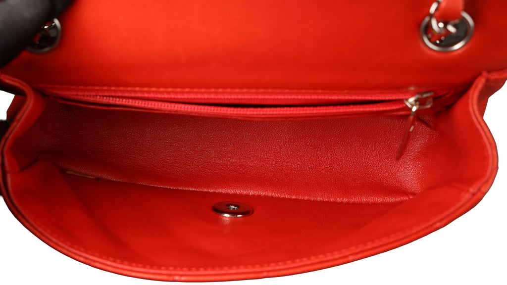Preowned CHANEL Mini Single Flap Double Chain Matelasse Lambskin SHW Red Bag | Luxe Again Maison