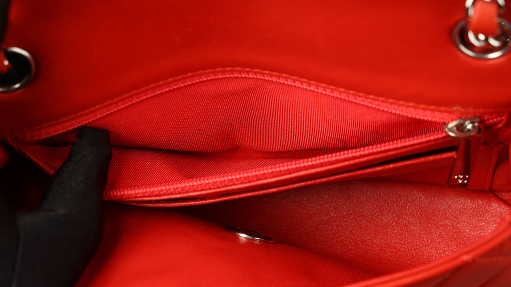 Preowned CHANEL Mini Single Flap Double Chain Matelasse Lambskin SHW Red Bag | Luxe Again Maison