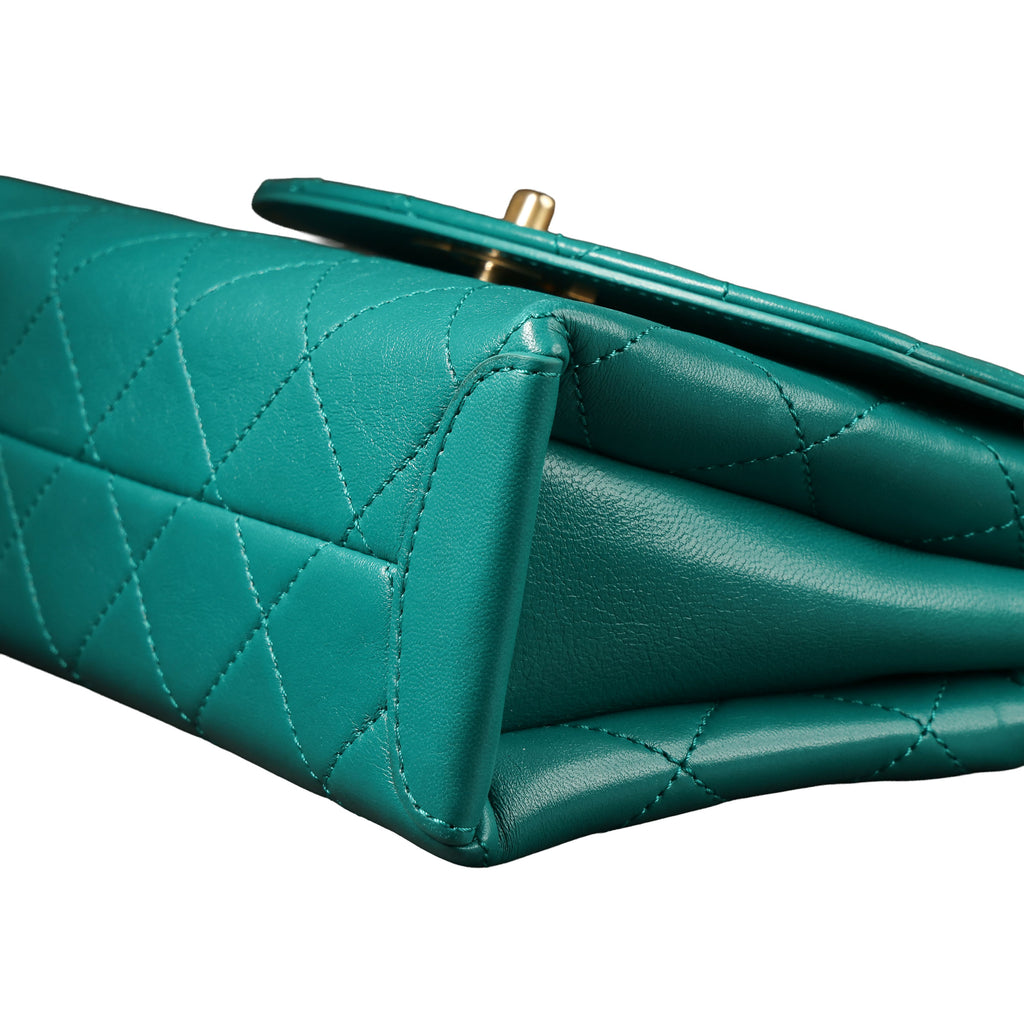 Preowned CHANEL Trendy CC Top Handle Quilted Lambskin Green  | Luxe Again Maison