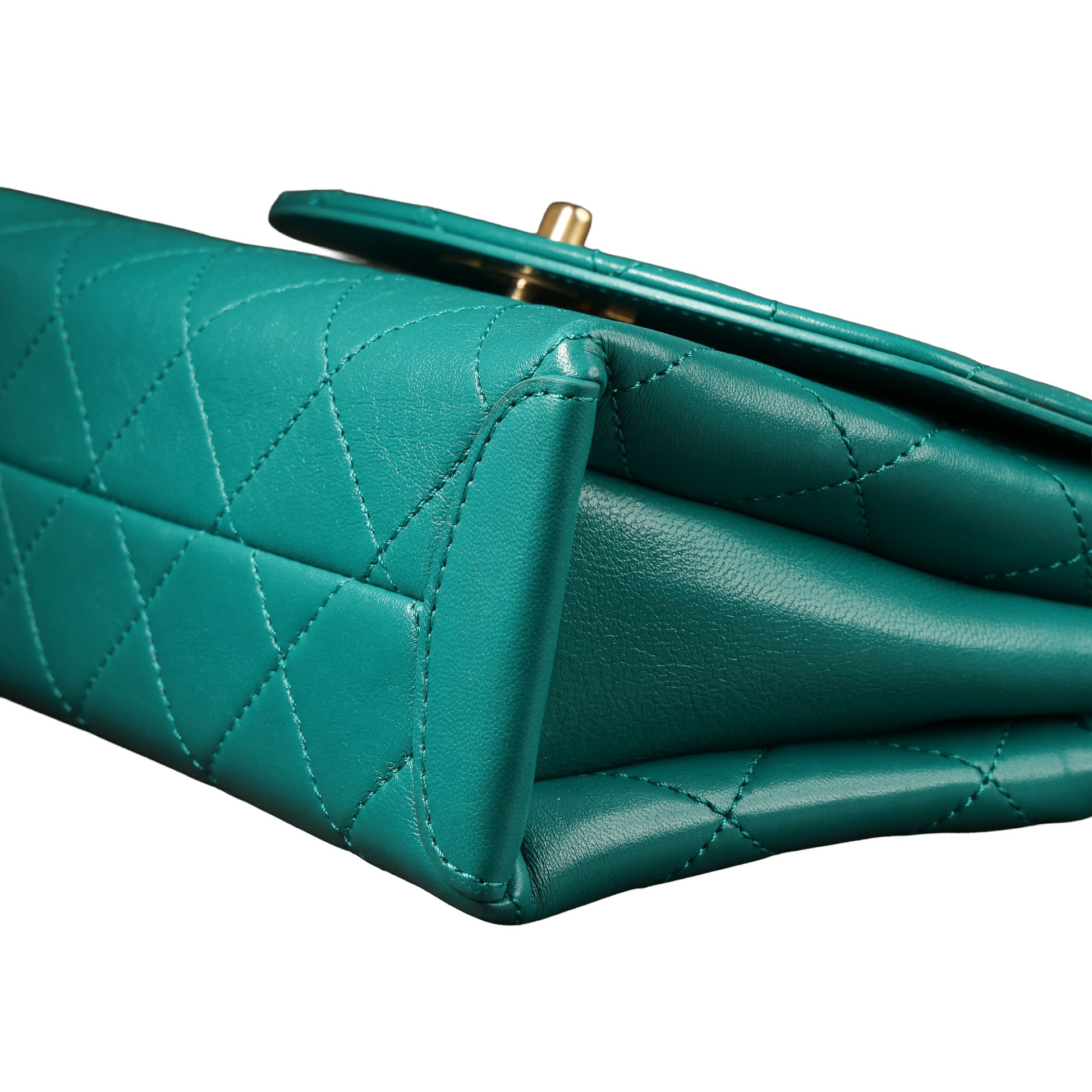 Preowned CHANEL Trendy CC Top Handle Quilted Lambskin Green  | Luxe Again Maison