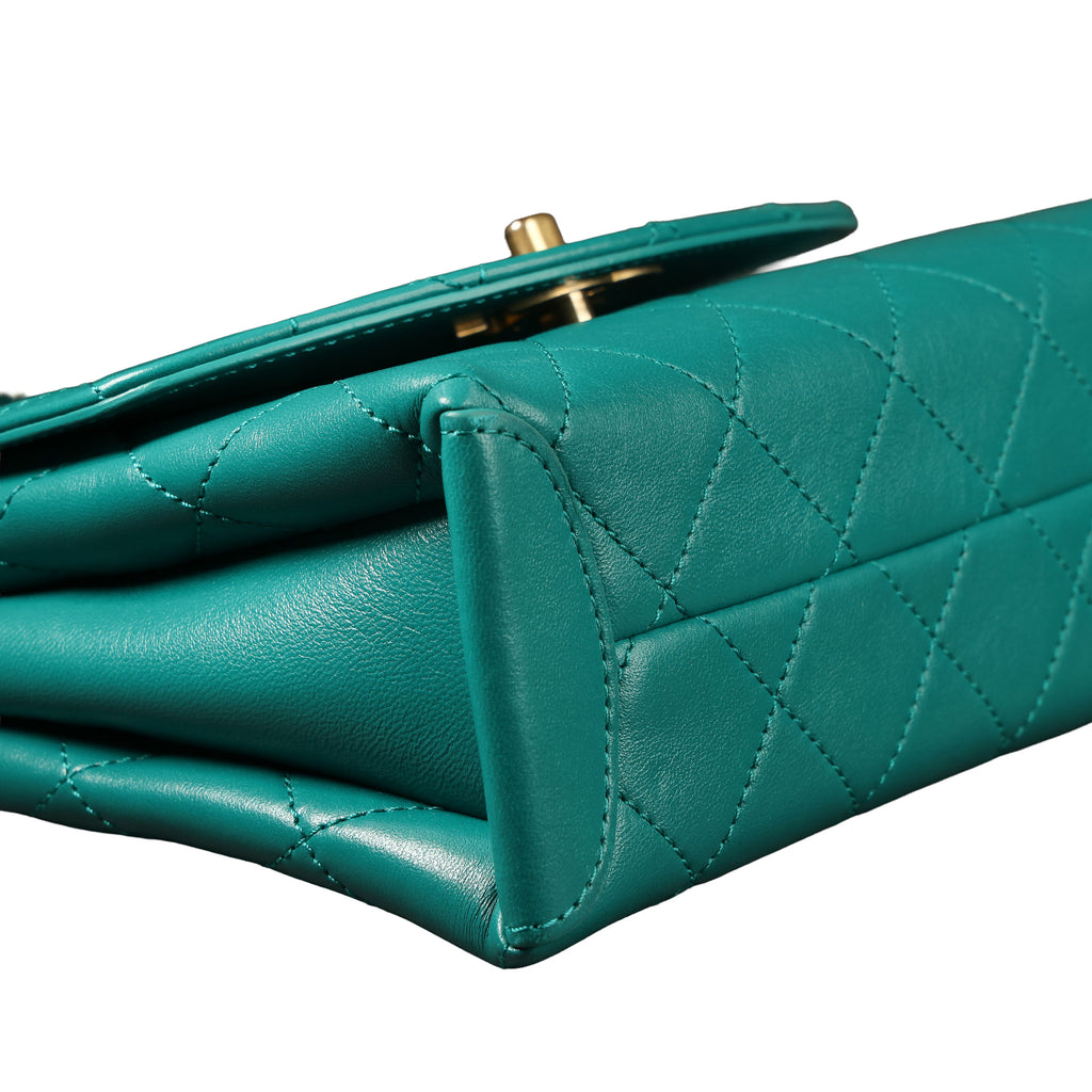 Preowned CHANEL Trendy CC Top Handle Quilted Lambskin Green  | Luxe Again Maison