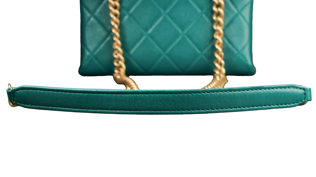 Preowned CHANEL Trendy CC Top Handle Quilted Lambskin Green  | Luxe Again Maison