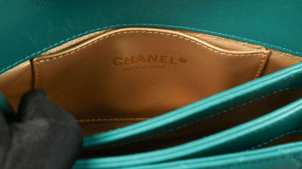 Preowned CHANEL Trendy CC Top Handle Quilted Lambskin Green  | Luxe Again Maison
