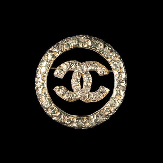Preowned CHANEL Vintage Coco Mark Medallion 93A Brooch GP Gold | Luxe Again Maison