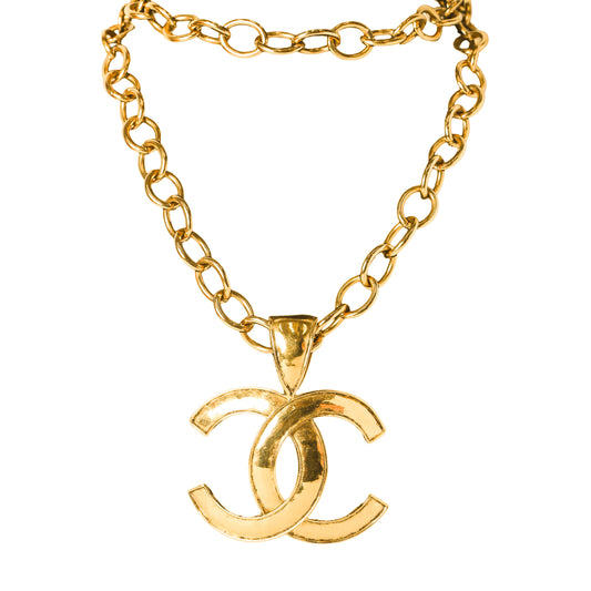 Preowned CHANEL Vintage Gold-Plated COCO Mark 94P Jumbo Necklace | Luxe Again Maison