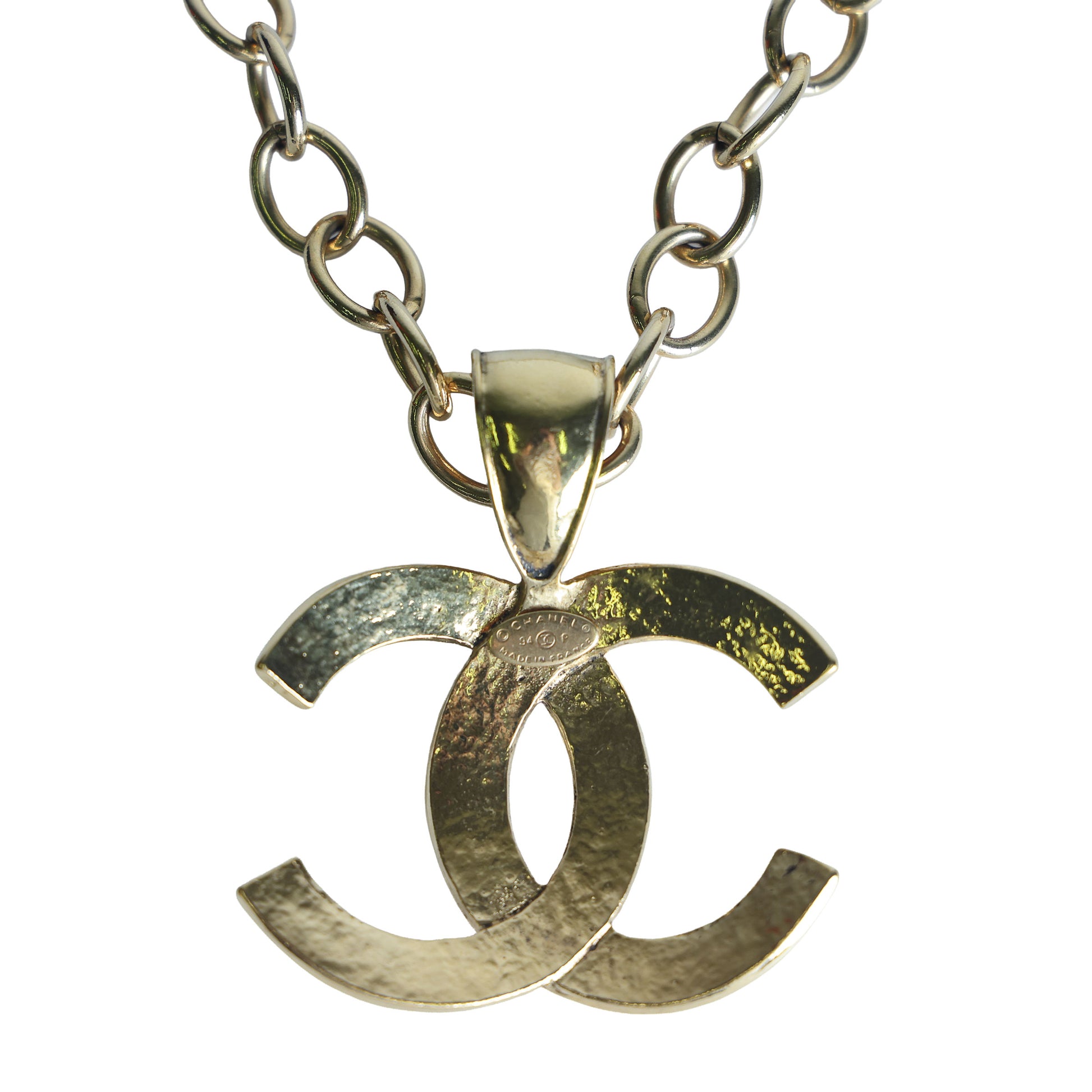 Preowned CHANEL Vintage Gold-Plated COCO Mark 94P Jumbo Necklace | Luxe Again Maison