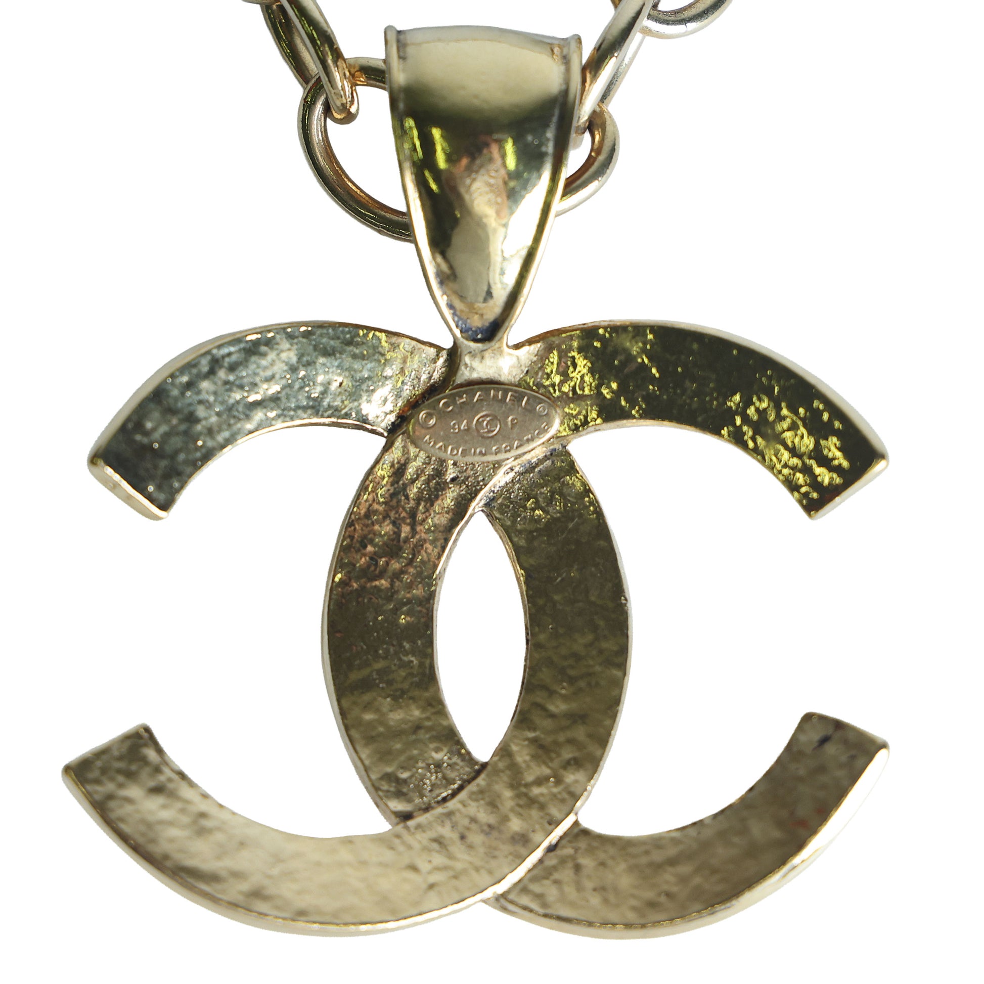 Preowned CHANEL Vintage Gold-Plated COCO Mark 94P Jumbo Necklace | Luxe Again Maison