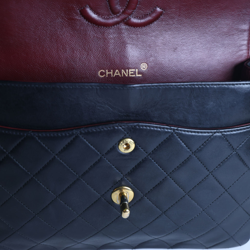 Preowned CHANEL Vintage Classic 11.12 (Medium Double Flap) Handbag Black Gold Hardware 1XXXXX3 | Luxe Again Maison