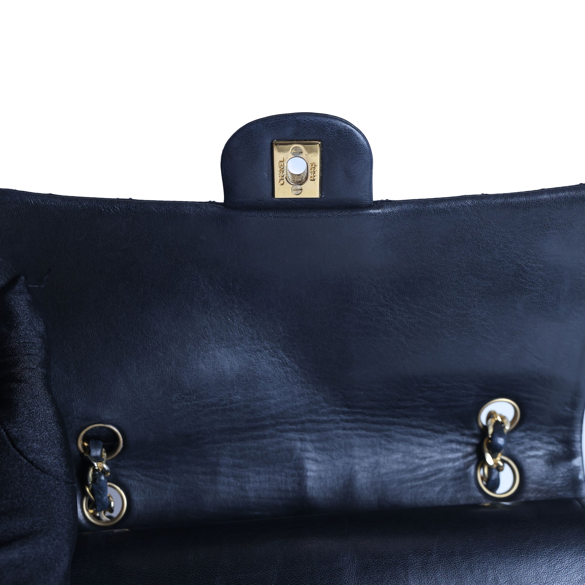 Preowned CHANEL Vintage Classic 11.12 (Medium Double Flap) Handbag Black Gold Hardware 1XXXXX3 | Luxe Again Maison