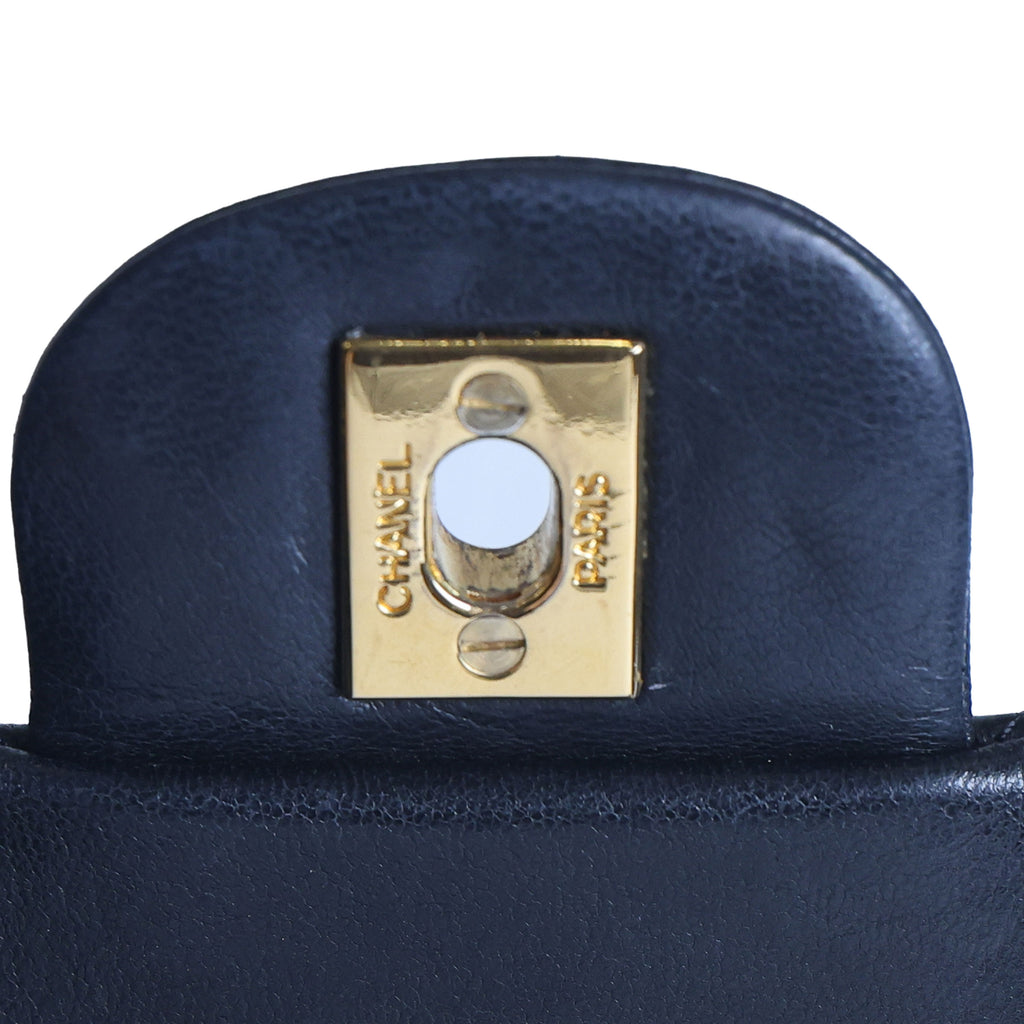 Preowned CHANEL Vintage Classic 11.12 (Medium Double Flap) Handbag Black Gold Hardware 1XXXXX3 | Luxe Again Maison
