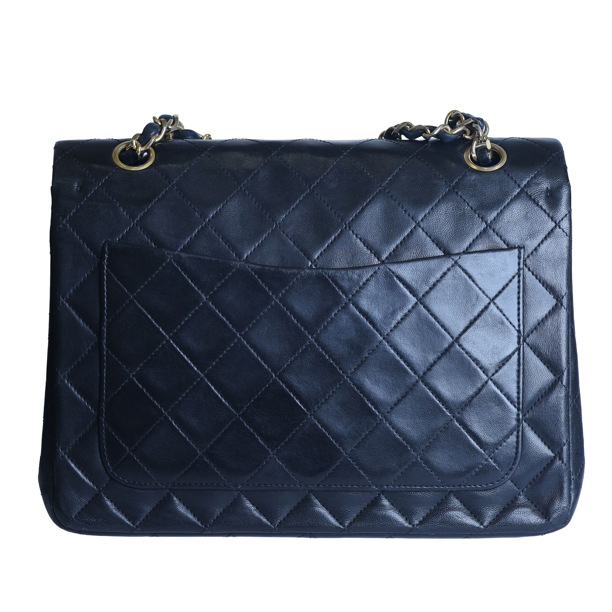 Preowned CHANEL Vintage Classic 11.12 (Medium Double Flap) Handbag Black Gold Hardware 1XXXXX3 | Luxe Again Maison