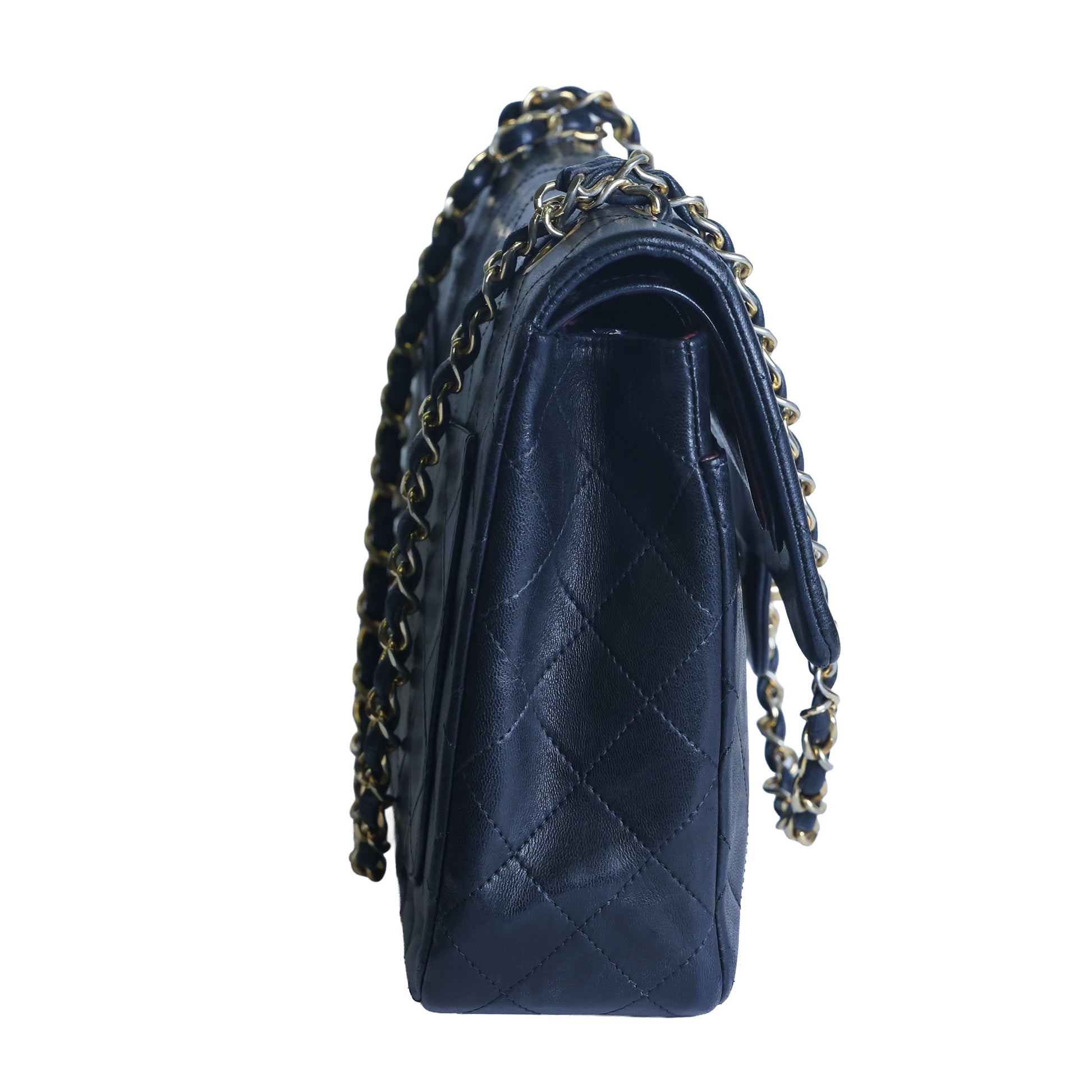 Preowned CHANEL Vintage Classic 11.12 (Medium Double Flap) Handbag Black Gold Hardware 1XXXXX3 | Luxe Again Maison