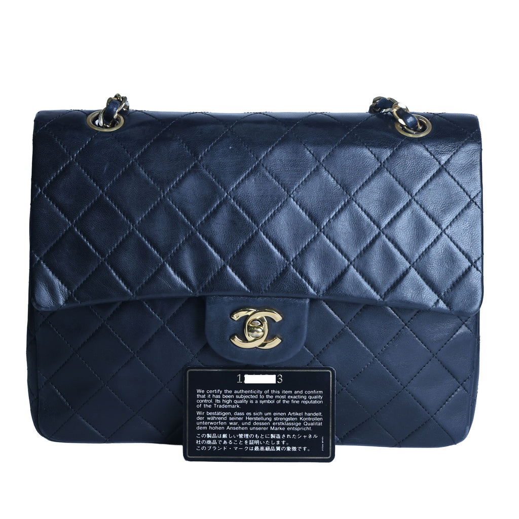 Preowned CHANEL Vintage Classic 11.12 (Medium Double Flap) Handbag Black Gold Hardware 1XXXXX3 | Luxe Again Maison