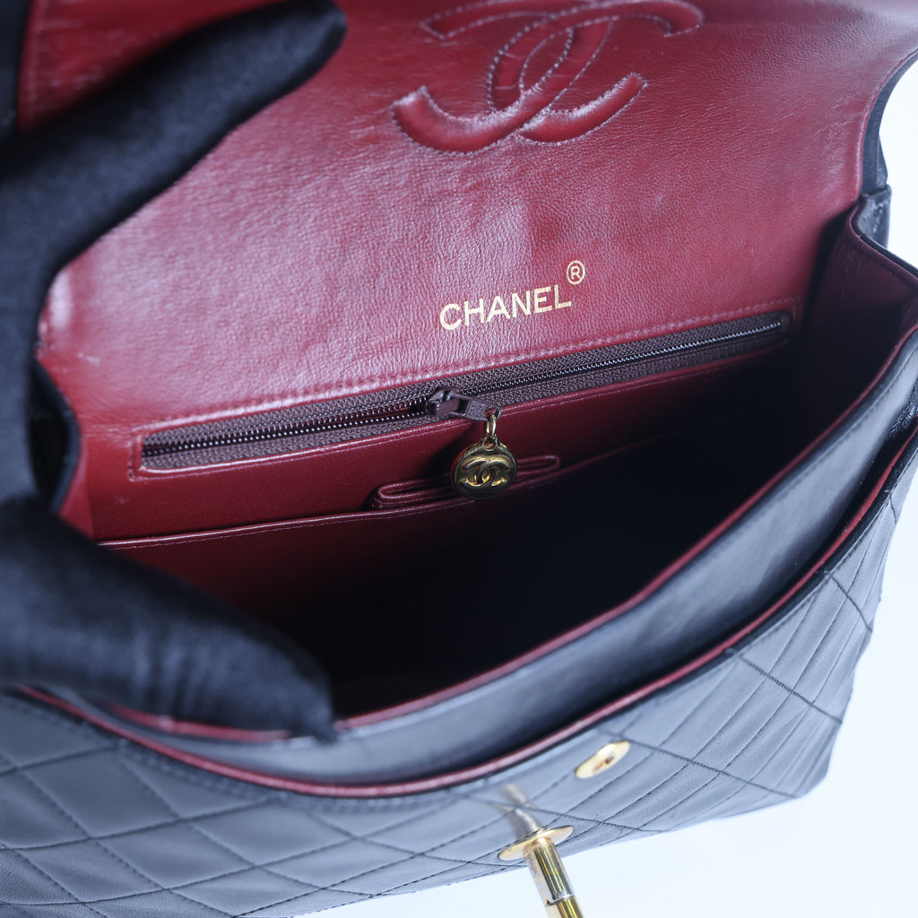 Preowned CHANEL Vintage Classic 11.12 (Medium Double Flap) Handbag Black Gold Hardware 1XXXXX3 | Luxe Again Maison