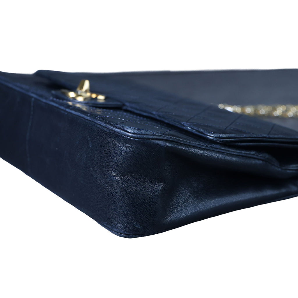 Preowned CHANEL Vintage Classic Double Flap Medium Gold Bijoux Chain Lambskin Black | Luxe Again Maison