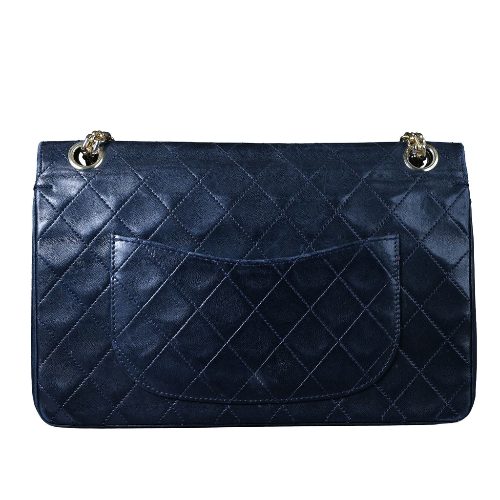 Preowned CHANEL Vintage Classic Double Flap Medium Gold Bijoux Chain Lambskin Black | Luxe Again Maison