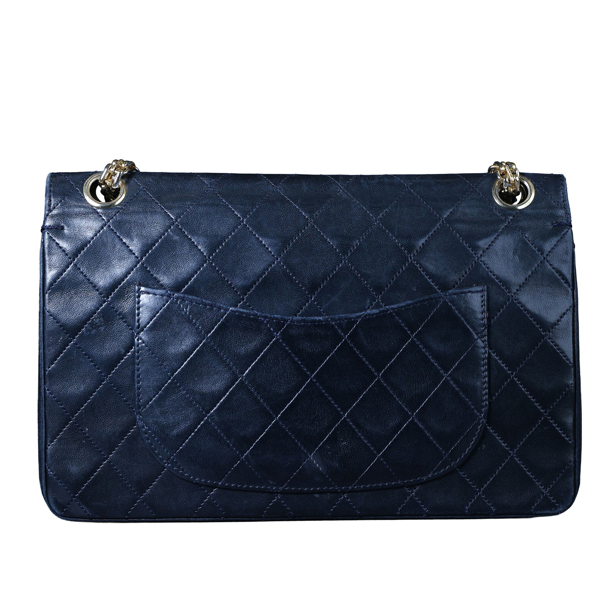 Preowned CHANEL Vintage Classic Double Flap Medium Gold Bijoux Chain Lambskin Black | Luxe Again Maison
