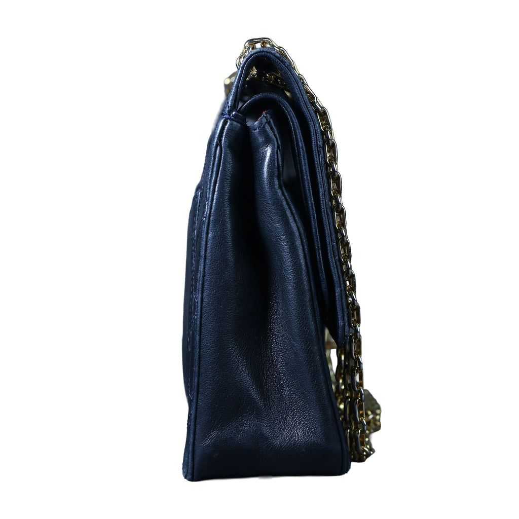Preowned CHANEL Vintage Classic Double Flap Medium Gold Bijoux Chain Lambskin Black | Luxe Again Maison