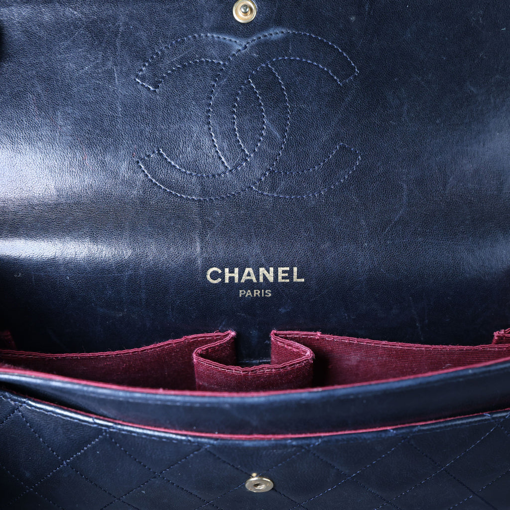 Preowned CHANEL Vintage Classic Double Flap Medium Gold Bijoux Chain Lambskin Black | Luxe Again Maison