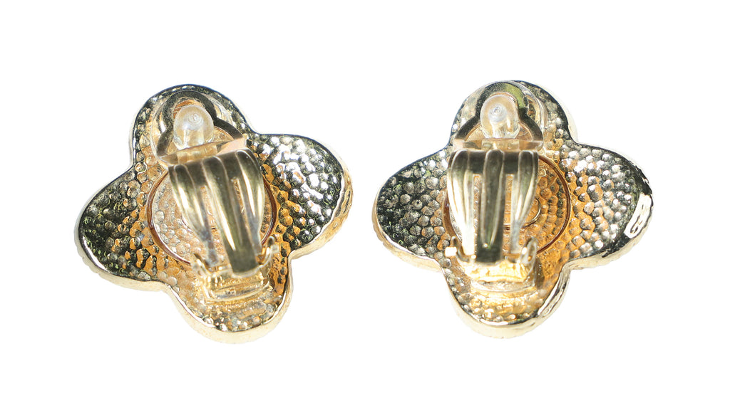 Preowned CHANEL Vintage COCO Mark Rhinestone Clip-on Earrings | Luxe Again Maison