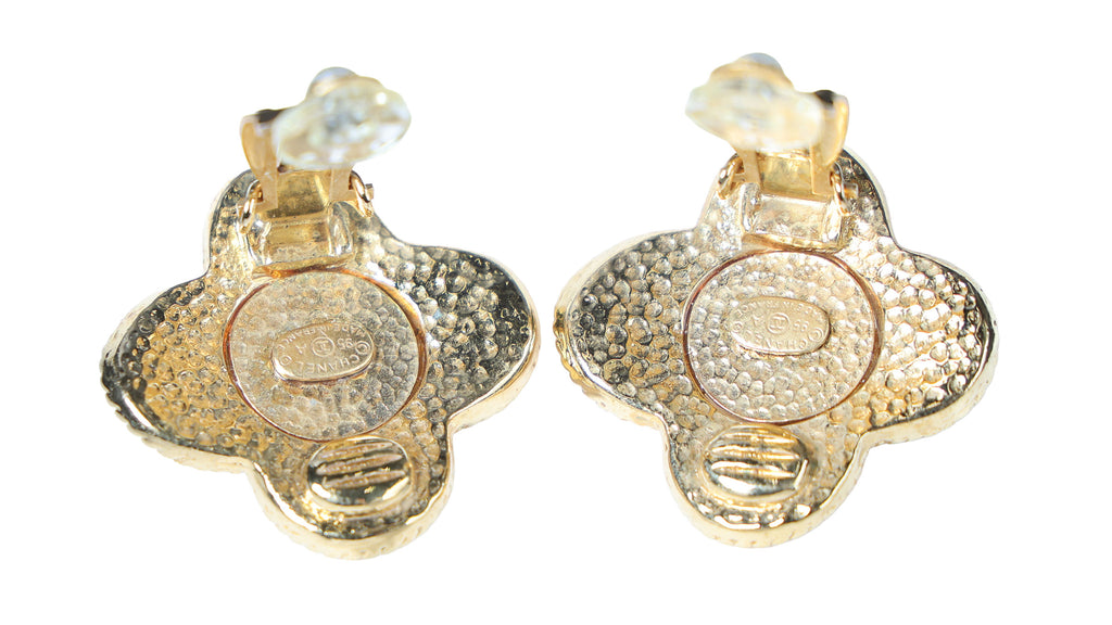 Preowned CHANEL Vintage COCO Mark Rhinestone Clip-on Earrings | Luxe Again Maison
